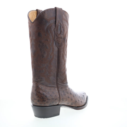 Los Altos J-Toe Ostrich 990307 Mens Brown Wide Leather Cowboy Western Boots