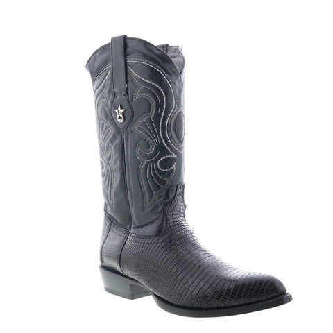 Los Altos J-Toe Ring Lizard 990605 Mens Black Wide Cowboy Western Boots
