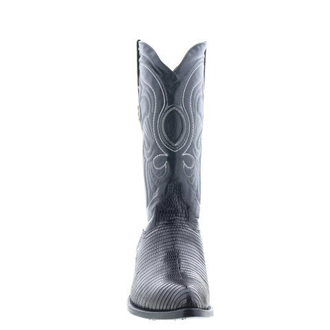 Los Altos J-Toe Ring Lizard 990605 Mens Black Wide Cowboy Western Boots