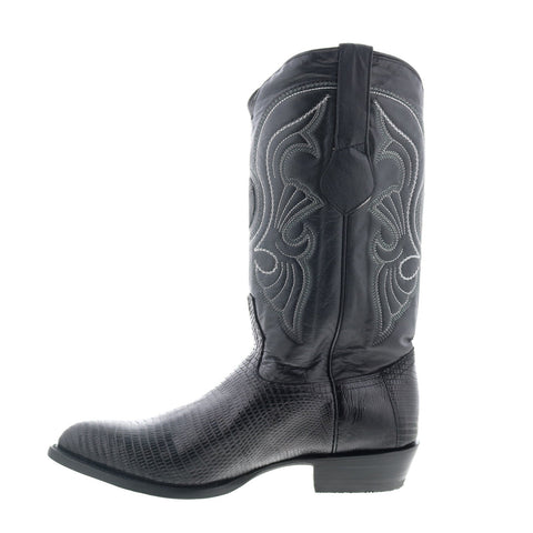 Los Altos J-Toe Ring Lizard 990605 Mens Black Wide Cowboy Western Boots