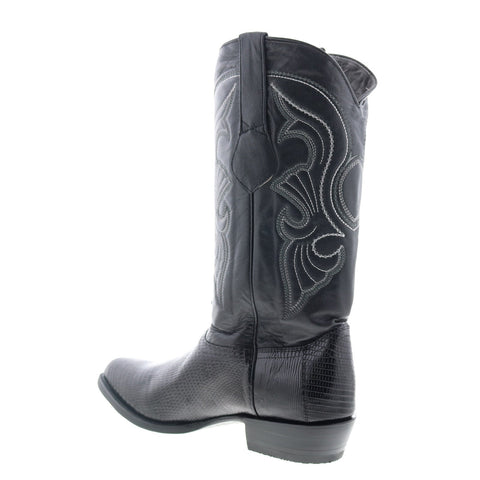 Los Altos J-Toe Ring Lizard 990605 Mens Black Wide Cowboy Western Boots