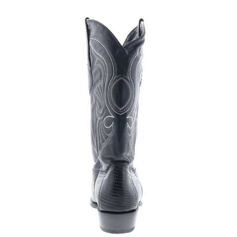 Los Altos J-Toe Ring Lizard 990605 Mens Black Wide Cowboy Western Boots