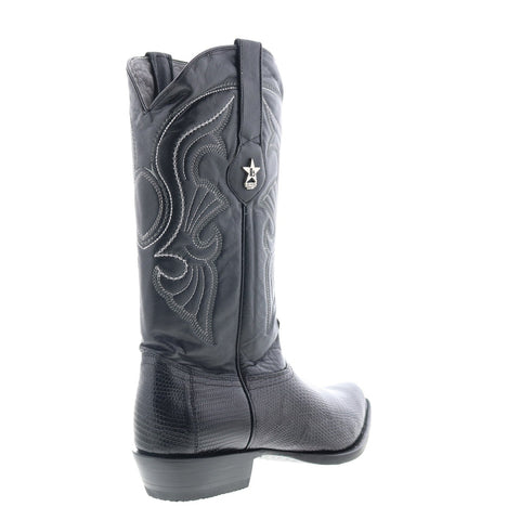 Los Altos J-Toe Ring Lizard 990605 Mens Black Wide Cowboy Western Boots