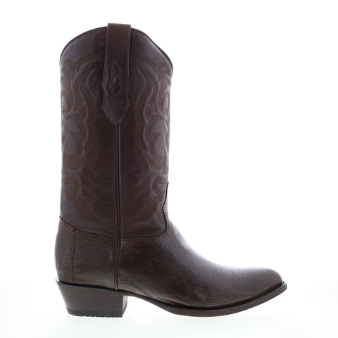 Los Altos J-Toe Ring Lizard 990607 Mens Brown Wide Cowboy Western Boots