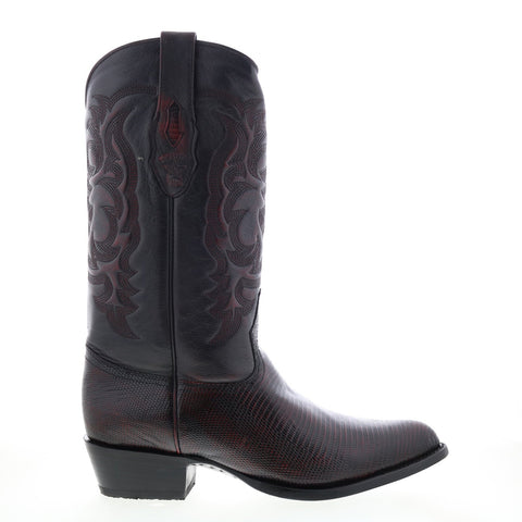 Los Altos J-Toe Ring Lizard 990618 Mens Burgundy Wide Cowboy Western Boots
