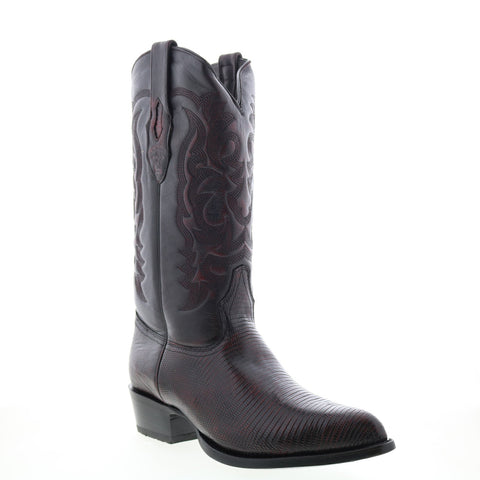 Los Altos J-Toe Ring Lizard 990618 Mens Burgundy Wide Cowboy Western Boots