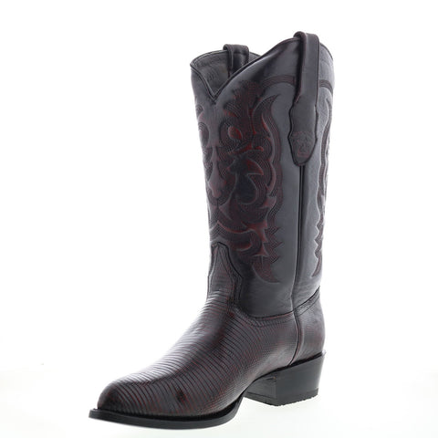 Los Altos J-Toe Ring Lizard 990618 Mens Burgundy Wide Cowboy Western Boots