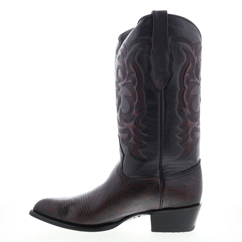 Los Altos J-Toe Ring Lizard 990618 Mens Burgundy Wide Cowboy Western Boots