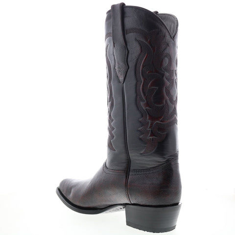Los Altos J-Toe Ring Lizard 990618 Mens Burgundy Wide Cowboy Western Boots
