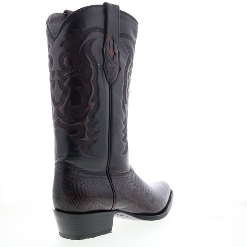 Los Altos J-Toe Ring Lizard 990618 Mens Burgundy Wide Cowboy Western Boots