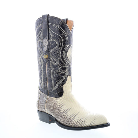 Los Altos J-Toe Ring Lizard 990649 Mens Beige Wide Cowboy Western Boots