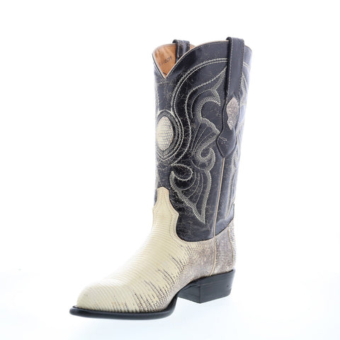 Los Altos J-Toe Ring Lizard 990649 Mens Beige Wide Cowboy Western Boots