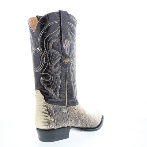 Los Altos J-Toe Ring Lizard 990649 Mens Beige Wide Cowboy Western Boots