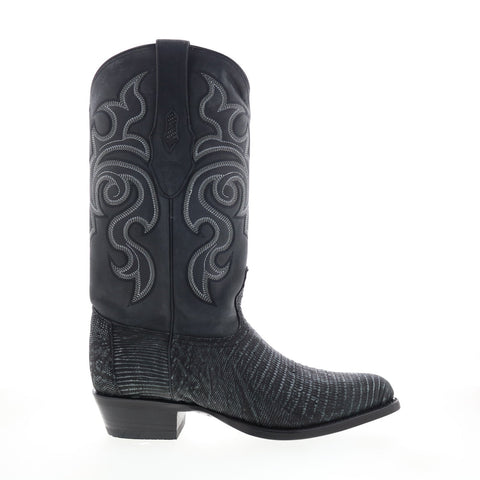 Los Altos J-Toe Teju Lizard 990774 Mens Black Wide Cowboy Western Boots