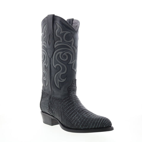 Los Altos J-Toe Teju Lizard 990774 Mens Black Wide Cowboy Western Boots