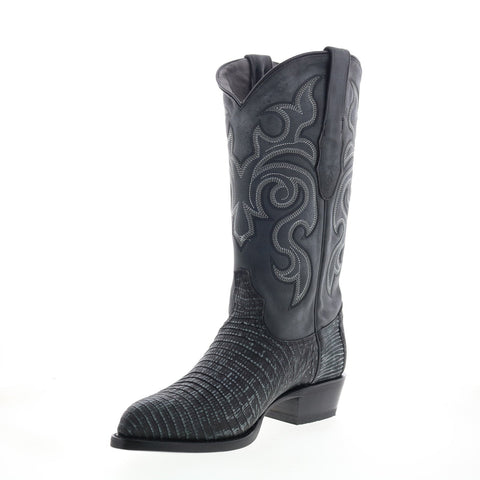 Los Altos J-Toe Teju Lizard 990774 Mens Black Wide Cowboy Western Boots