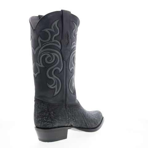 Los Altos J-Toe Teju Lizard 990774 Mens Black Wide Cowboy Western Boots