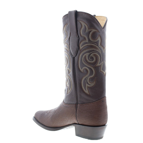 Los Altos J-Toe Shark 990907 Mens Brown Wide Leather Cowboy Western Boots