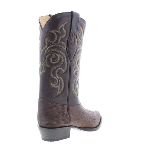 Los Altos J-Toe Shark 990907 Mens Brown Wide Leather Cowboy Western Boots