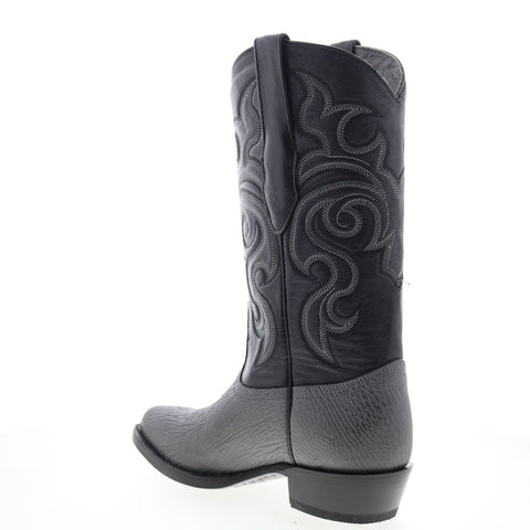 Los Altos J-Toe Shark 990909 Mens Gray Wide Leather Cowboy Western Boots