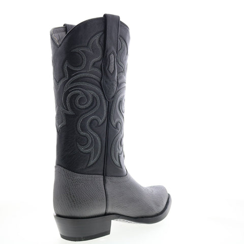 Los Altos J-Toe Shark 990909 Mens Gray Wide Leather Cowboy Western Boots