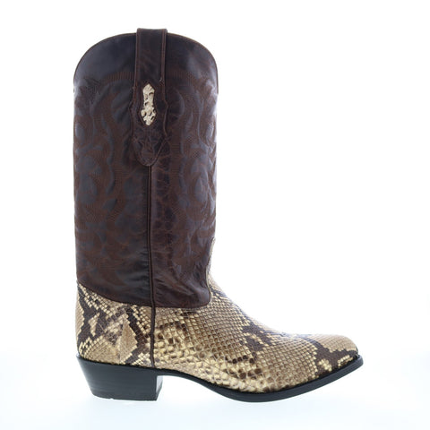 Los Altos J-Toe Python 999849 Mens Brown Wide Leather Cowboy Western Boots