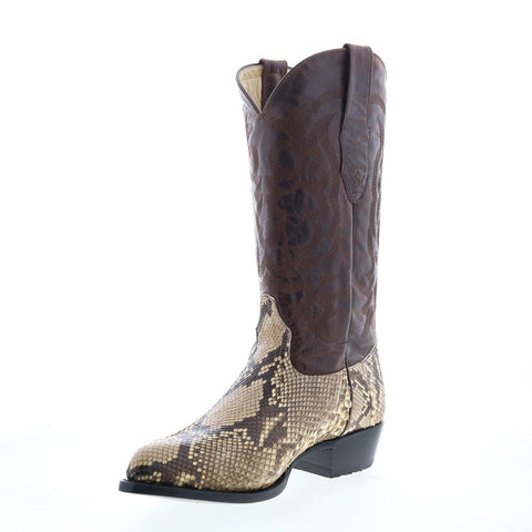 Los Altos J-Toe Python 999849 Mens Brown Wide Leather Cowboy Western Boots