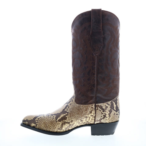 Los Altos J-Toe Python 999849 Mens Brown Wide Leather Cowboy Western Boots