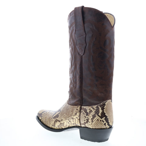 Los Altos J-Toe Python 999849 Mens Brown Wide Leather Cowboy Western Boots