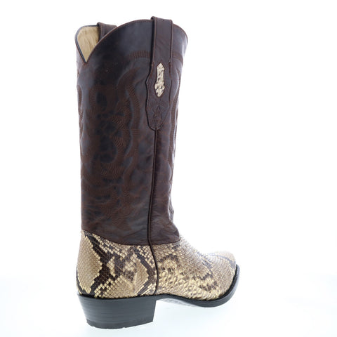 Los Altos J-Toe Python 999849 Mens Brown Wide Leather Cowboy Western Boots
