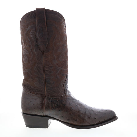 Los Altos J-Toe Waxed Ostrich 99E0307 Mens Brown Wide Cowboy Western Boots