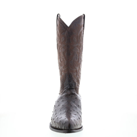 Los Altos J-Toe Waxed Ostrich 99E0307 Mens Brown Wide Cowboy Western Boots