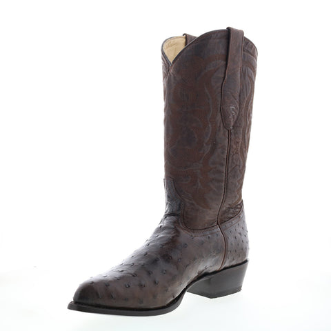 Los Altos J-Toe Waxed Ostrich 99E0307 Mens Brown Wide Cowboy Western Boots