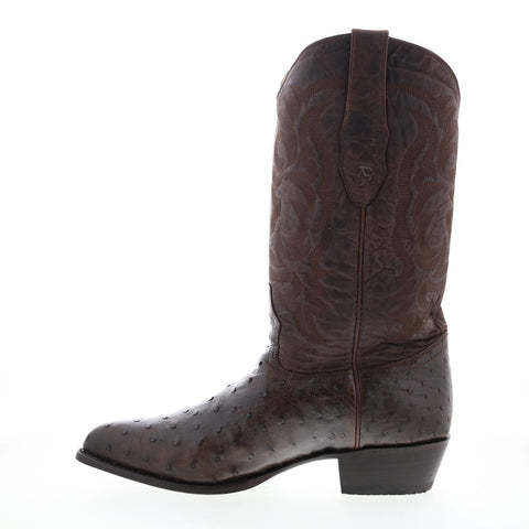 Los Altos J-Toe Waxed Ostrich 99E0307 Mens Brown Wide Cowboy Western Boots