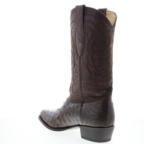 Los Altos J-Toe Waxed Ostrich 99E0307 Mens Brown Wide Cowboy Western Boots