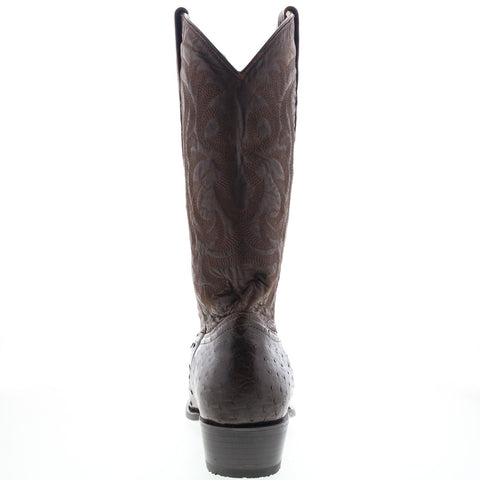 Los Altos J-Toe Waxed Ostrich 99E0307 Mens Brown Wide Cowboy Western Boots