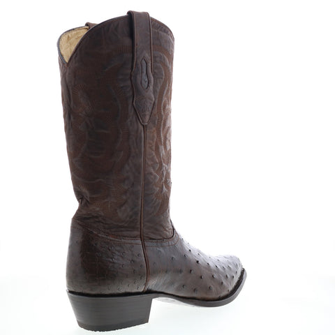 Los Altos J-Toe Waxed Ostrich 99E0307 Mens Brown Wide Cowboy Western Boots