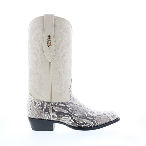 Los Altos J-Toe Python 99H5749 Mens Beige Wide Leather Cowboy Western Boots