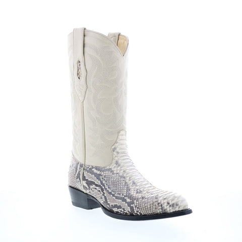 Los Altos J-Toe Python 99H5749 Mens Beige Wide Leather Cowboy Western Boots