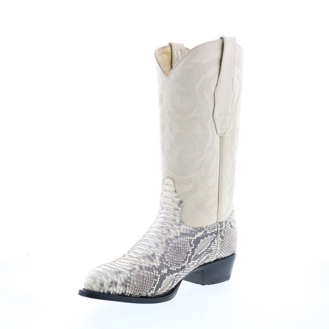 Los Altos J-Toe Python 99H5749 Mens Beige Wide Leather Cowboy Western Boots
