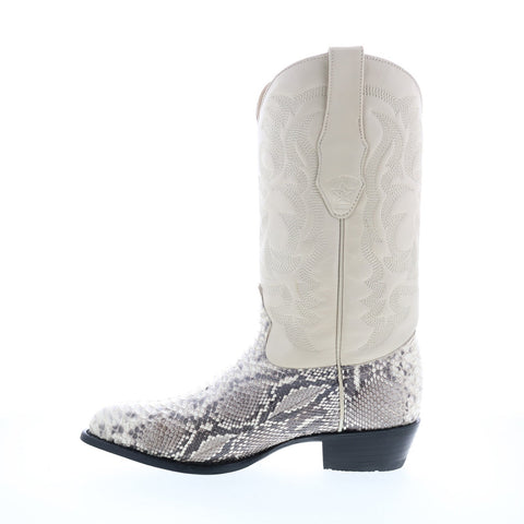 Los Altos J-Toe Python 99H5749 Mens Beige Wide Leather Cowboy Western Boots
