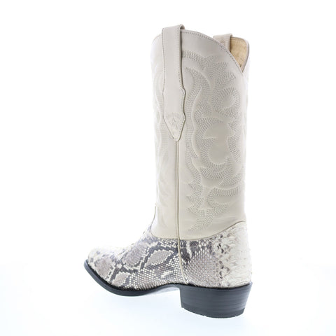 Los Altos J-Toe Python 99H5749 Mens Beige Wide Leather Cowboy Western Boots