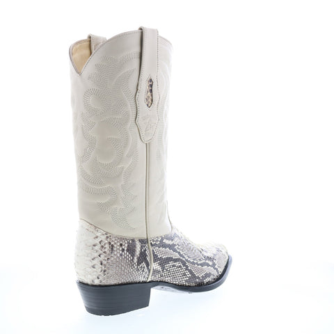 Los Altos J-Toe Python 99H5749 Mens Beige Wide Leather Cowboy Western Boots