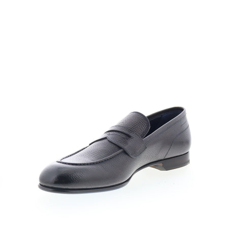 Di Bianco Agata Mens Black Leather Slip On Loafers & Slip Ons Penny Shoes