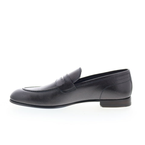 Di Bianco Agata Mens Black Leather Slip On Loafers & Slip Ons Penny Shoes
