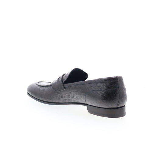 Di Bianco Agata Mens Black Leather Slip On Loafers & Slip Ons Penny Shoes