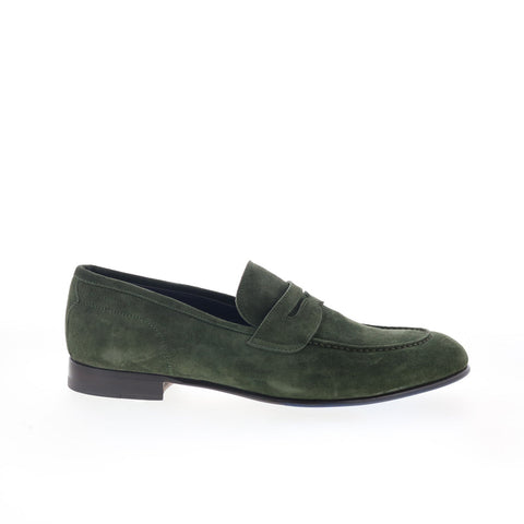 Di Bianco Agata Mens Green Suede Slip On Loafers & Slip Ons Penny Shoes