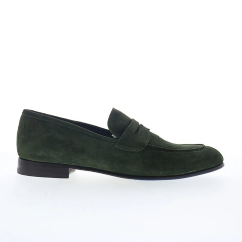 Di Bianco Agata Mens Green Suede Slip On Loafers & Slip Ons Penny Shoes