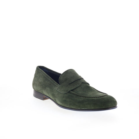 Di Bianco Agata Mens Green Suede Slip On Loafers & Slip Ons Penny Shoes