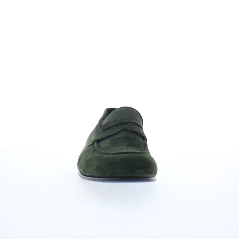 Di Bianco Agata Mens Green Suede Slip On Loafers & Slip Ons Penny Shoes
